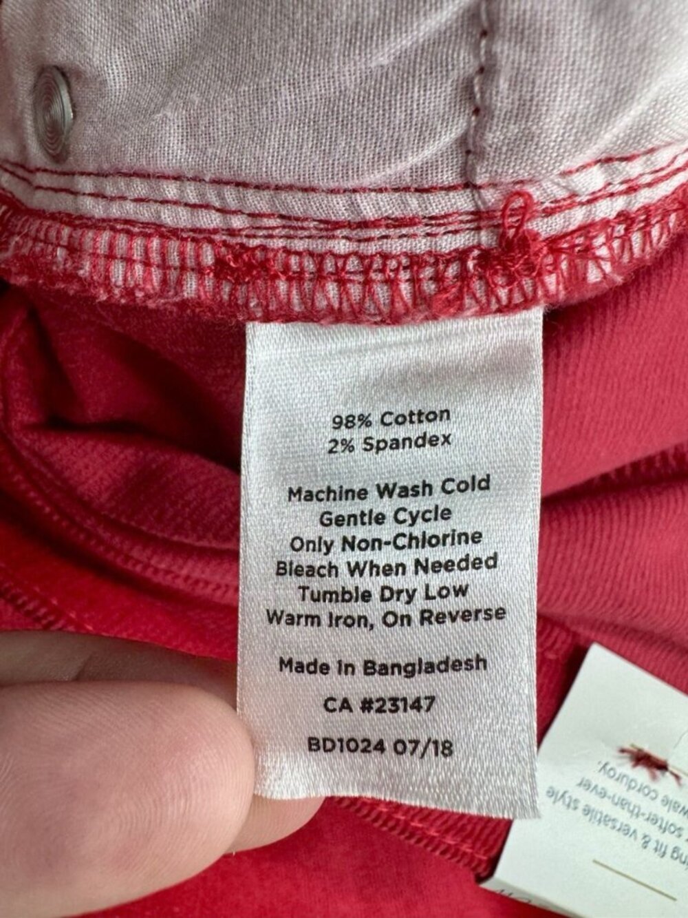 Talbots Pants 20W Simply Flattering 5 Pocket Corduroy Straight Red Slimming NEW - Picture 6 of 11